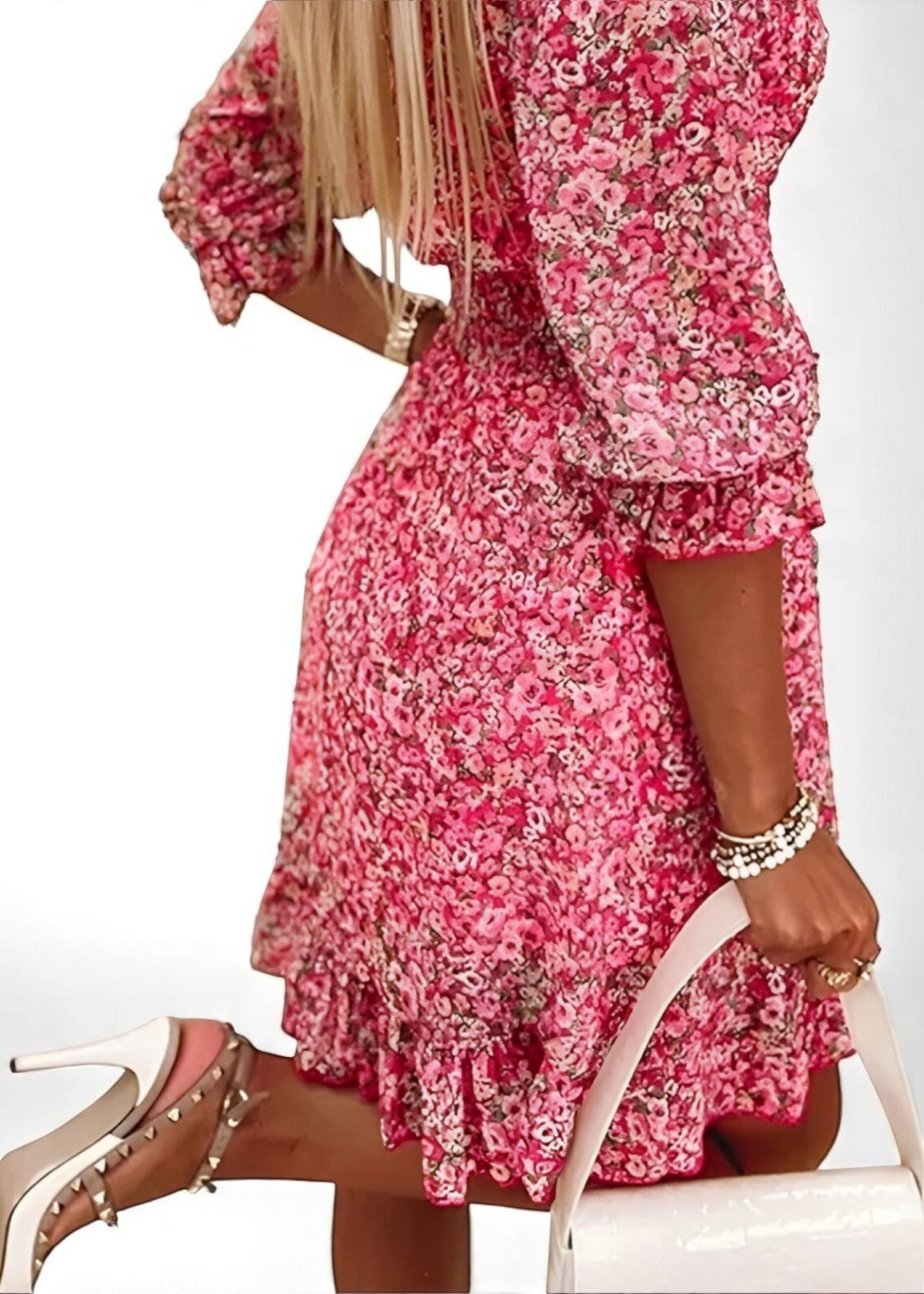 Lina – Playful Summer Dress with Floral Print and Puff Sleeves