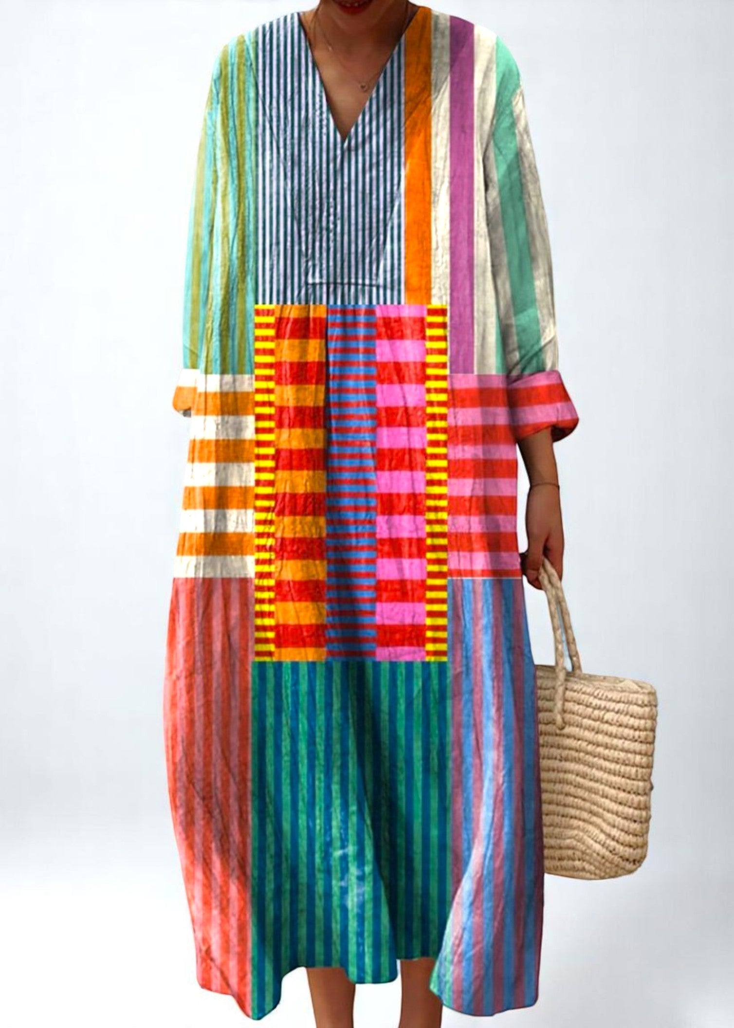 Mira Patchwork Dress – Artistic & Expressive