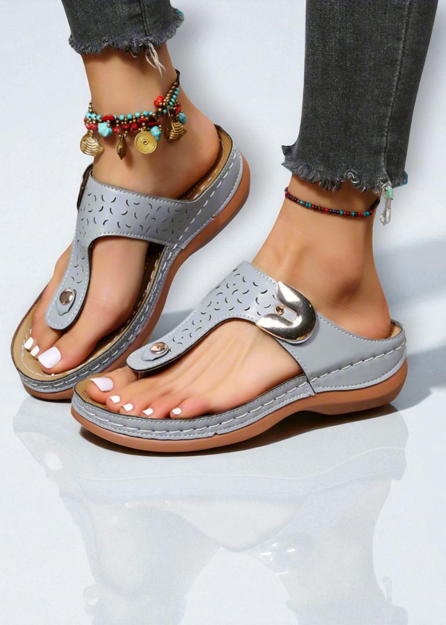 Malia – Boho Comfort Sandals with Vintage Stitching