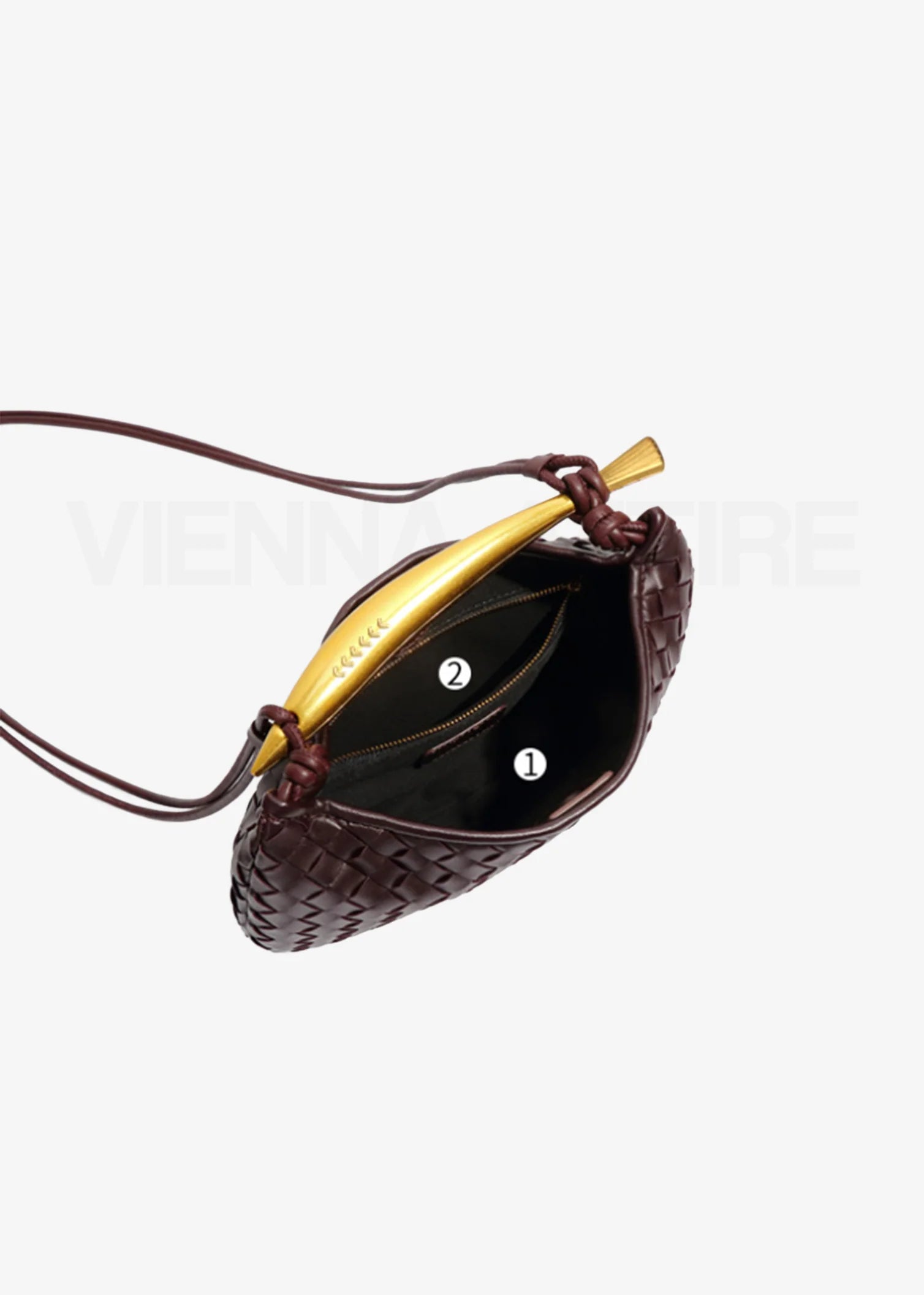 Alexandra – Woven Design Bag with Gold Handle