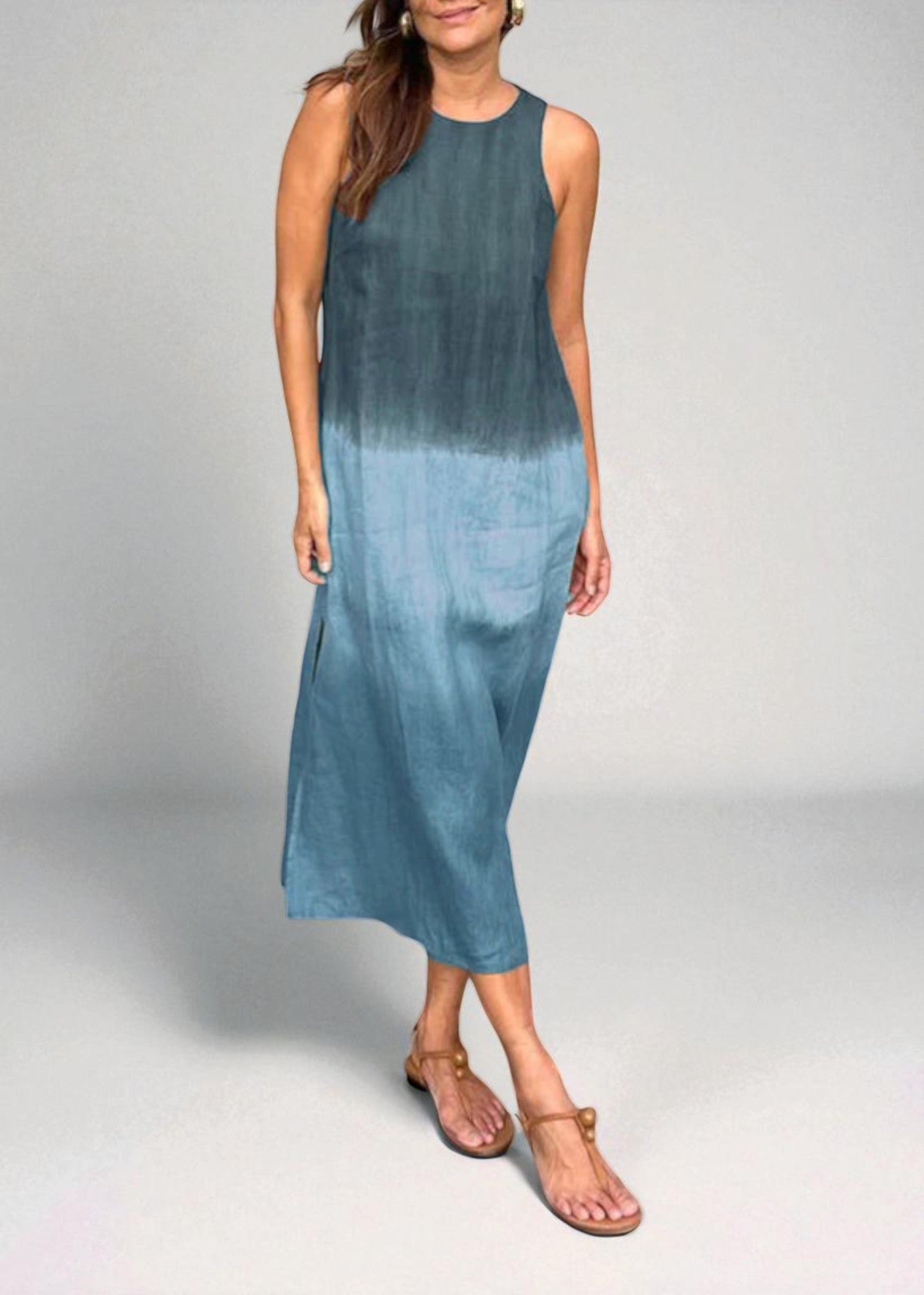 Mauve Ombre – Sleeveless Linen Dress