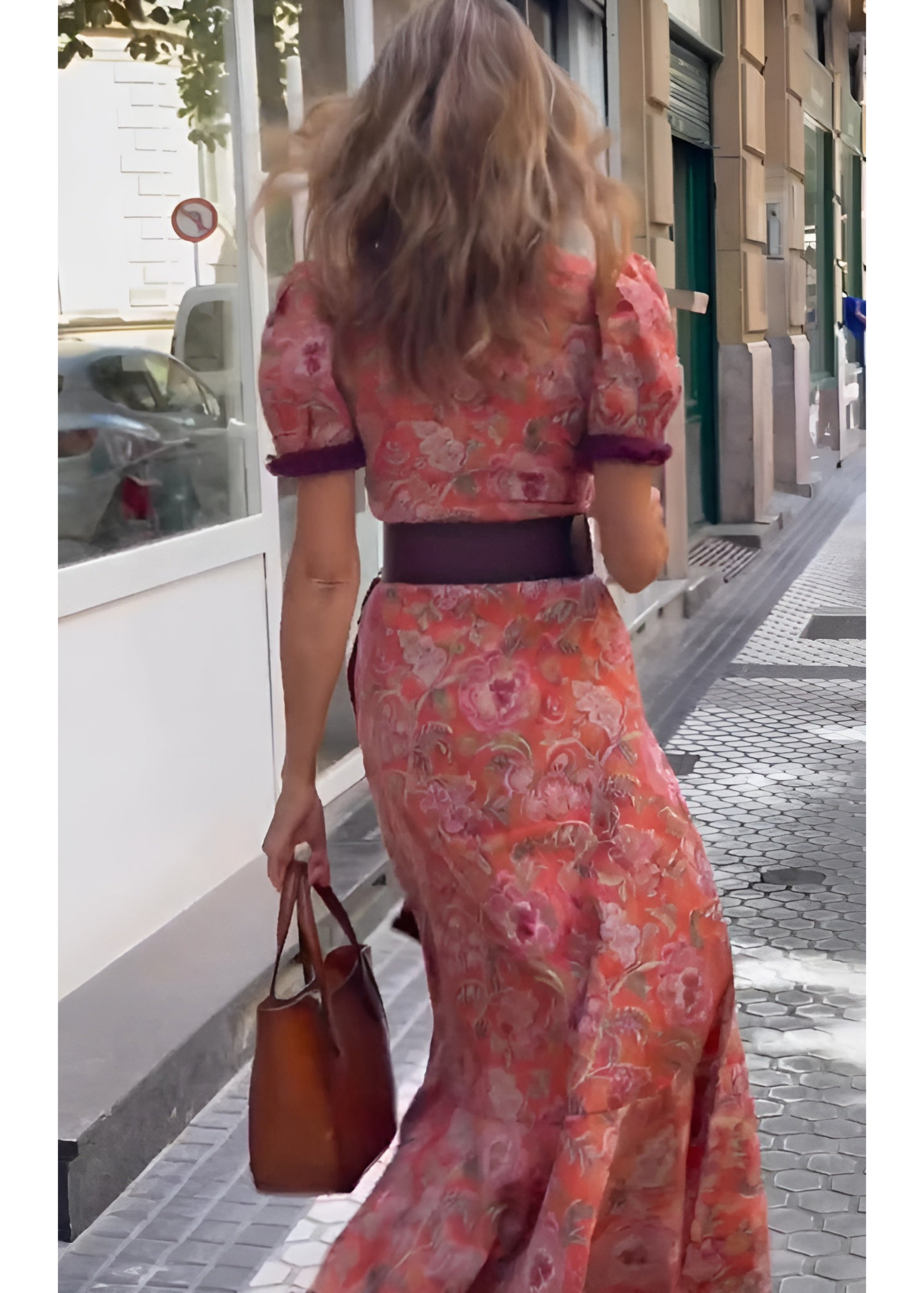 Rosé Bloom – Vintage-Inspired Floral Maxi Dress
