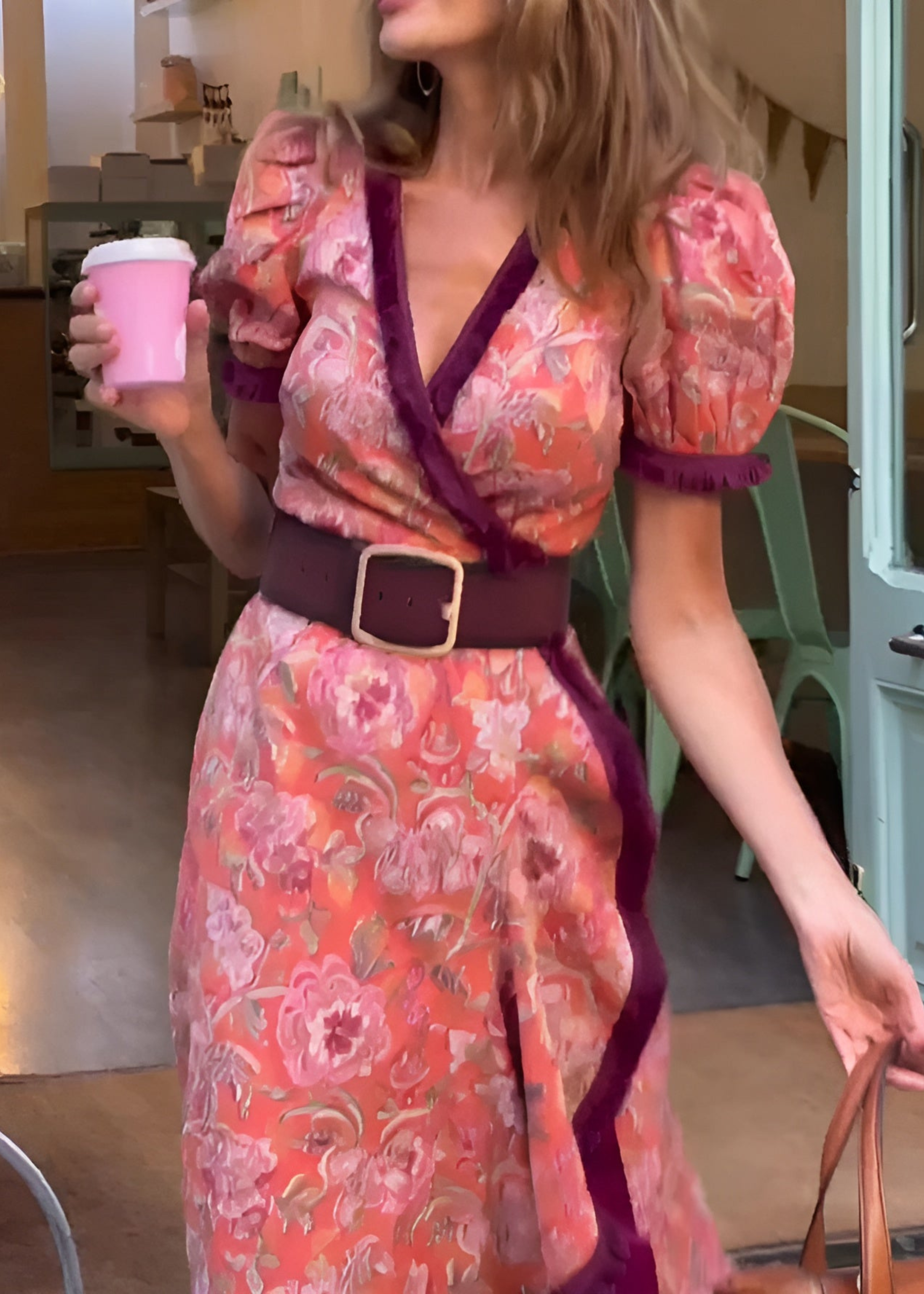 Rosé Bloom – Vintage-Inspired Floral Maxi Dress