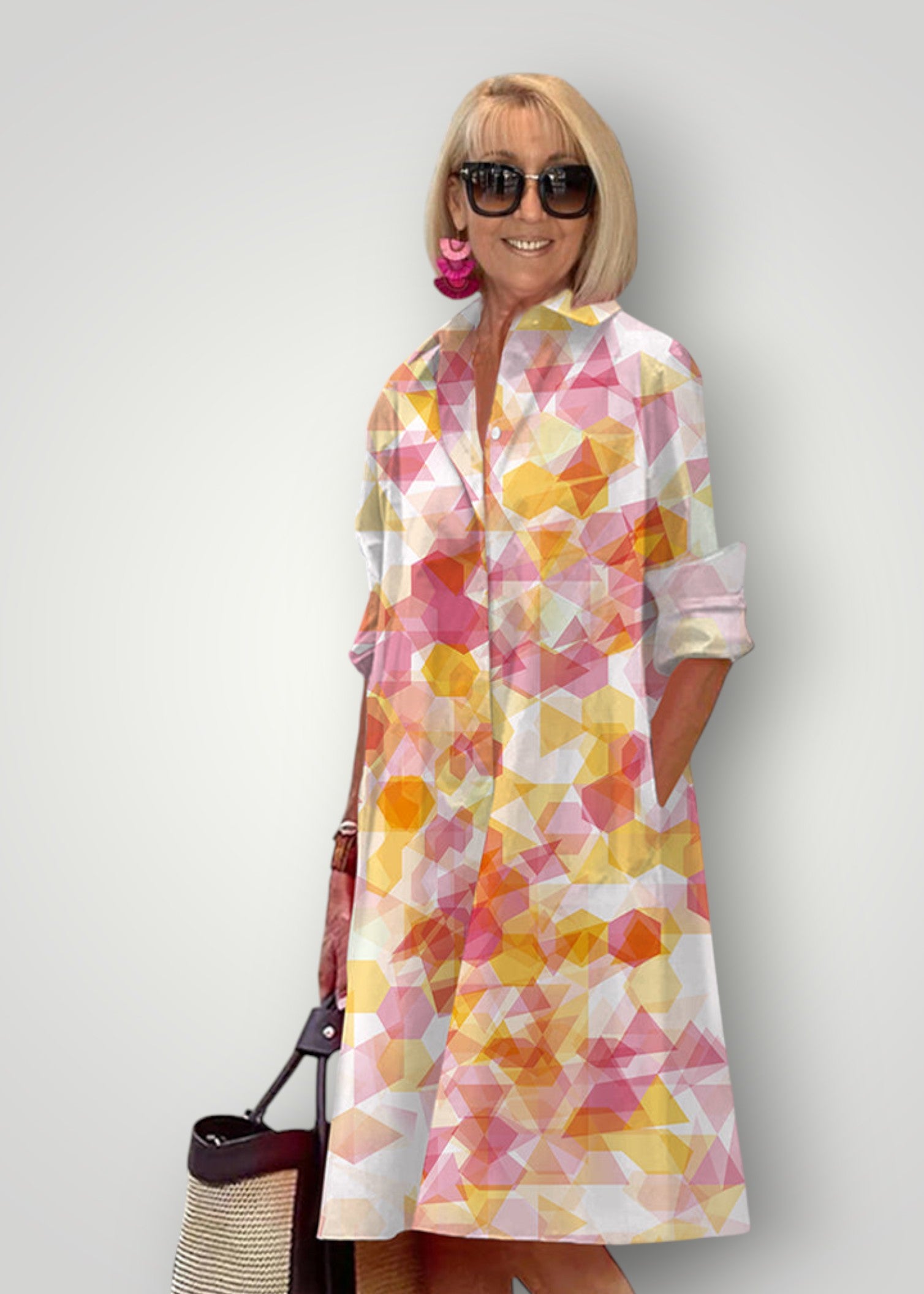 Marina – Shirt Dress with Geometric Summer Print