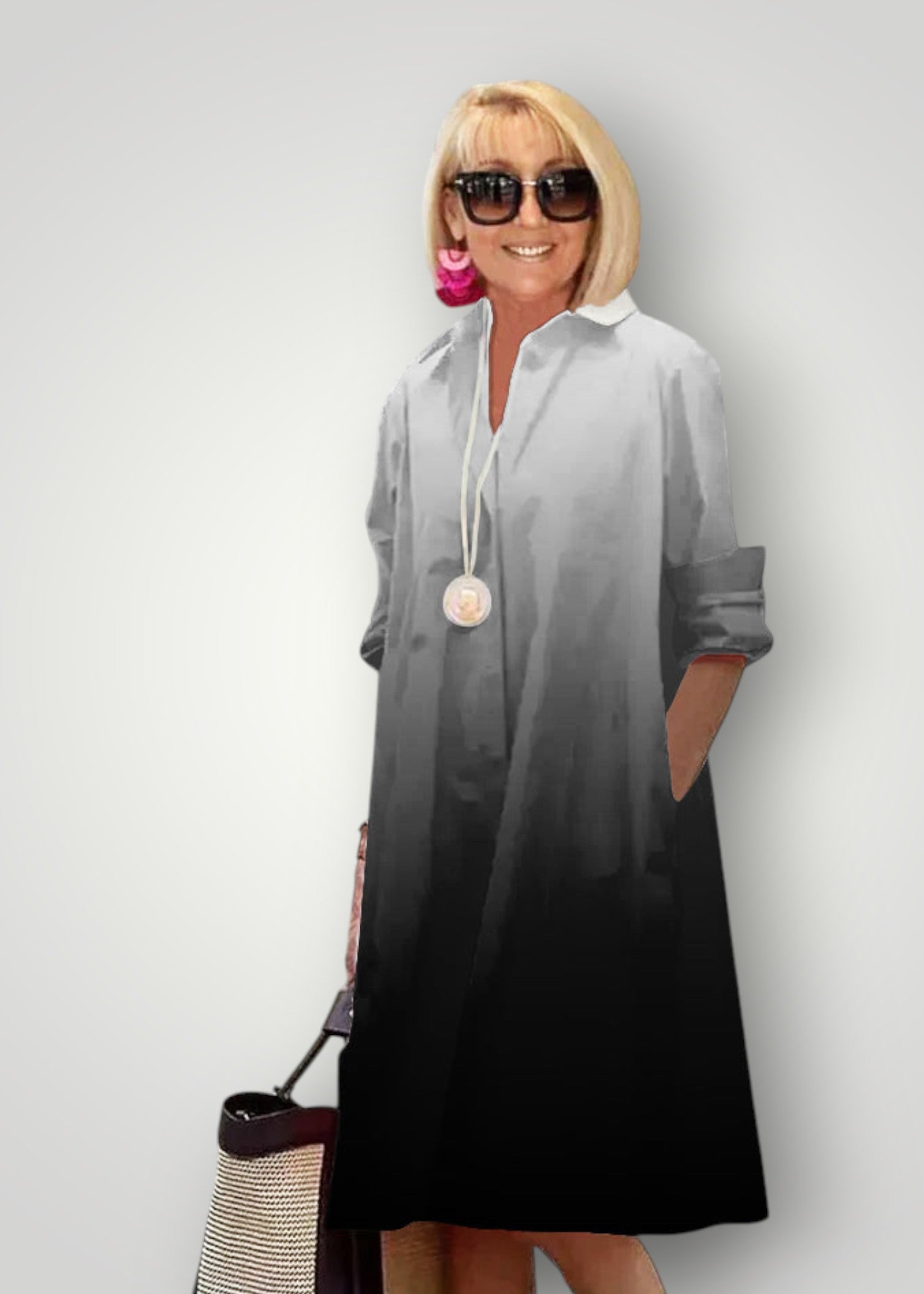 Mira – Ombre Shirt Dress with Relaxed Fit