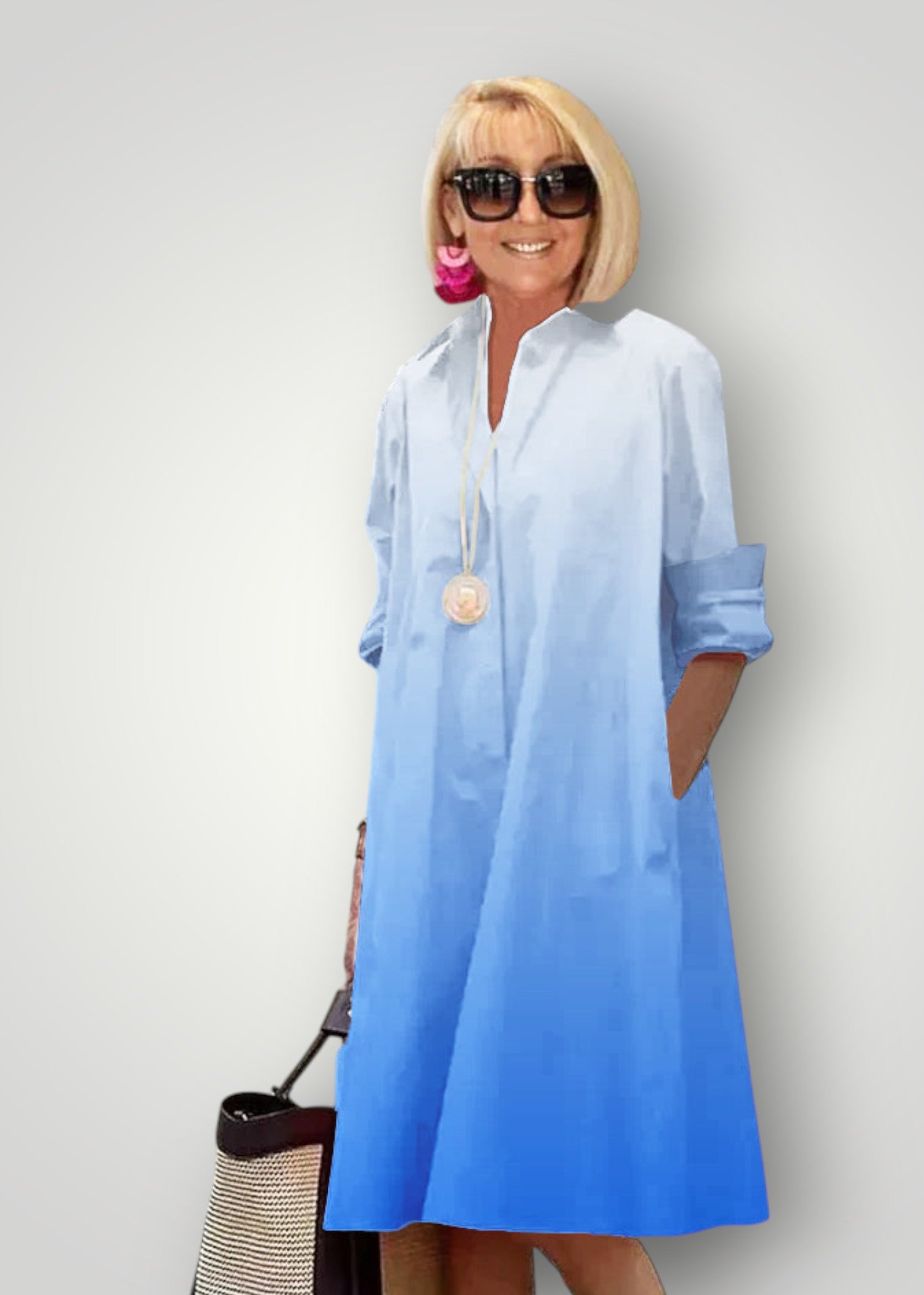 Mira – Ombre Shirt Dress with Relaxed Fit