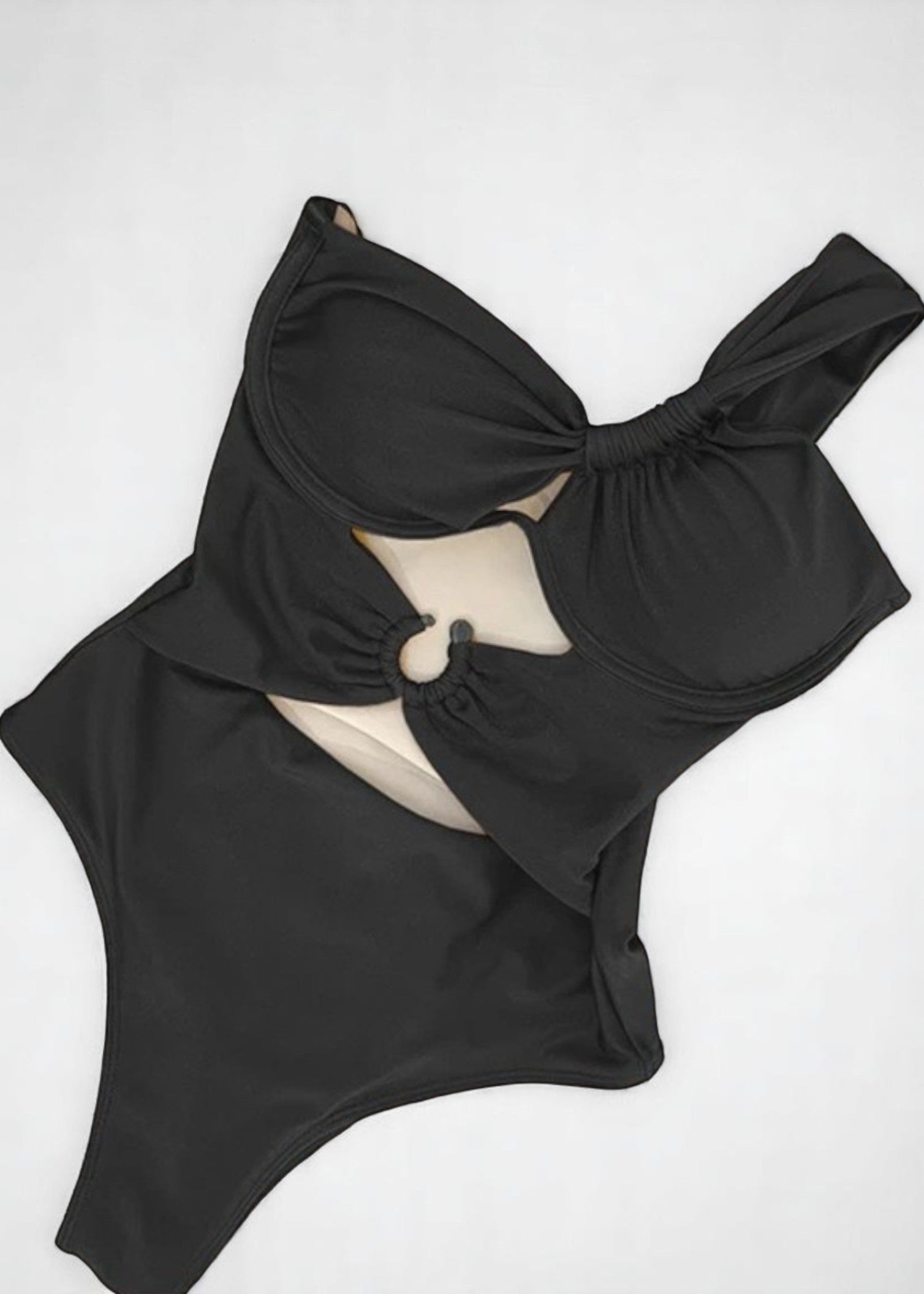Fiore Rosso Monokini – with Cut-Outs & Gold Ring Detail