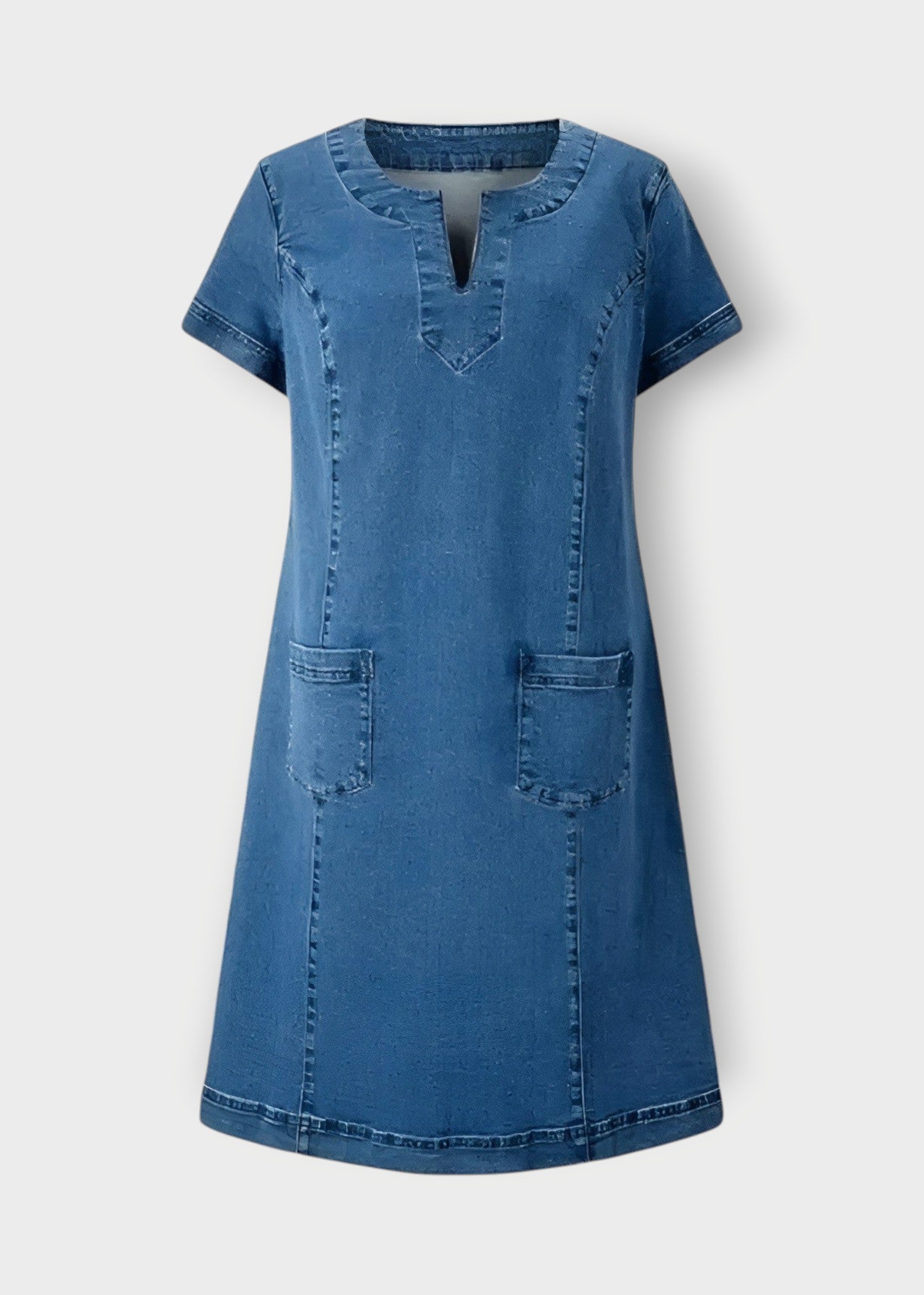Elena – Casual Soft Denim Pocket Dress