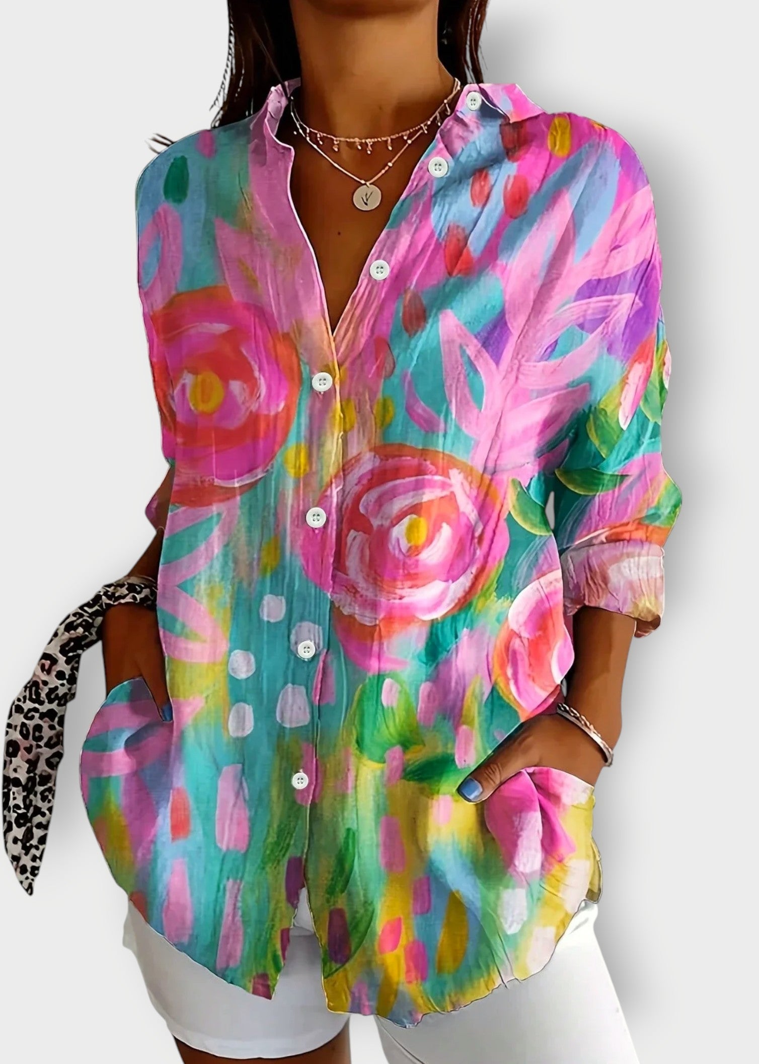 Freya – Watercolour Floral Blouse