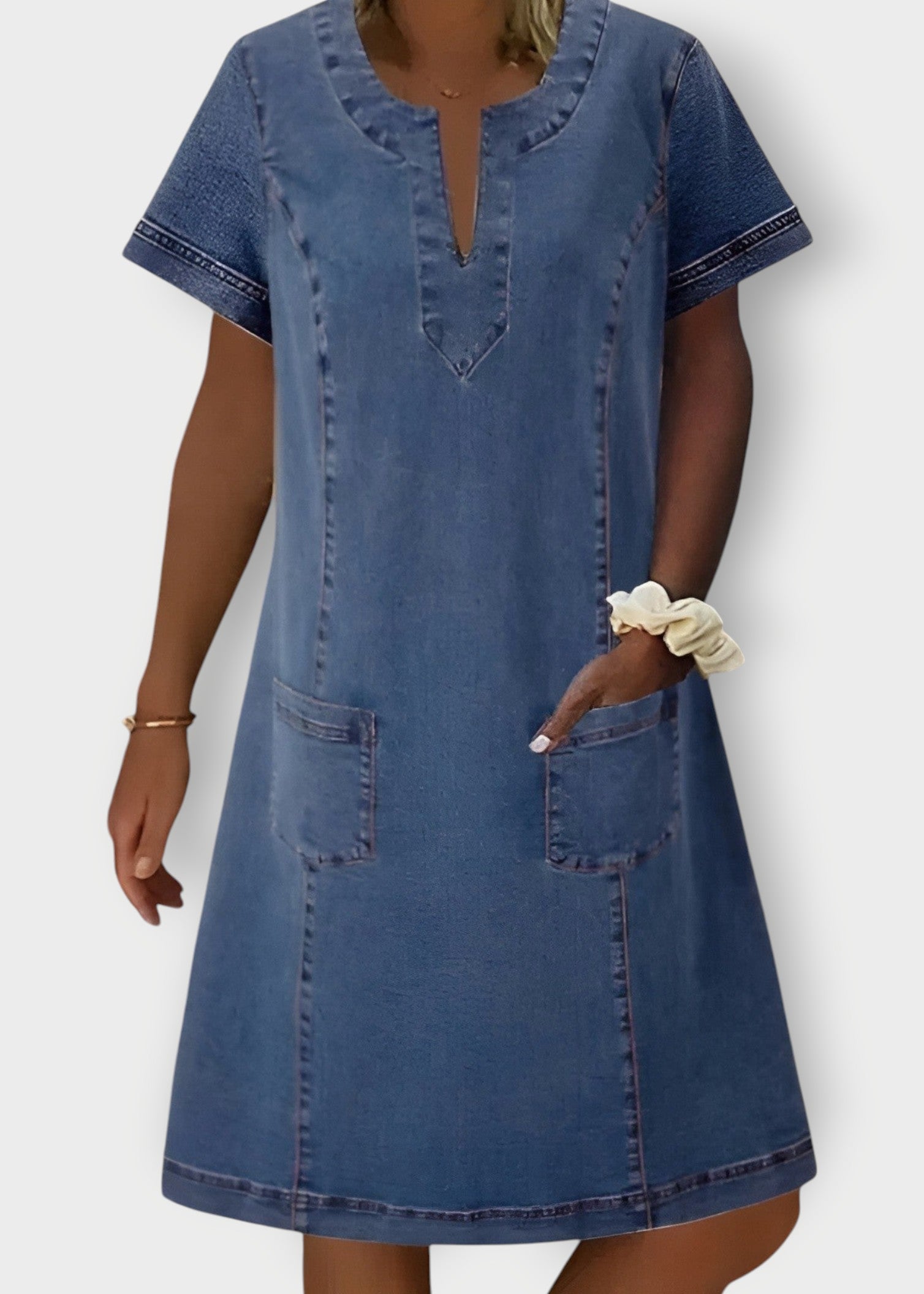 Elena – Casual Soft Denim Pocket Dress