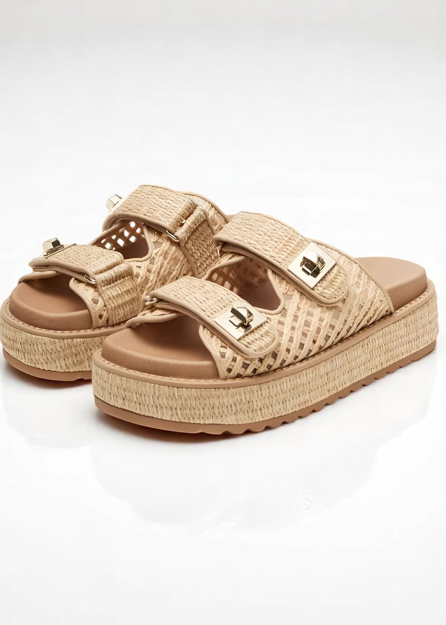 Soléa Raffia Platform Slides – Summer Vibes with Every Step