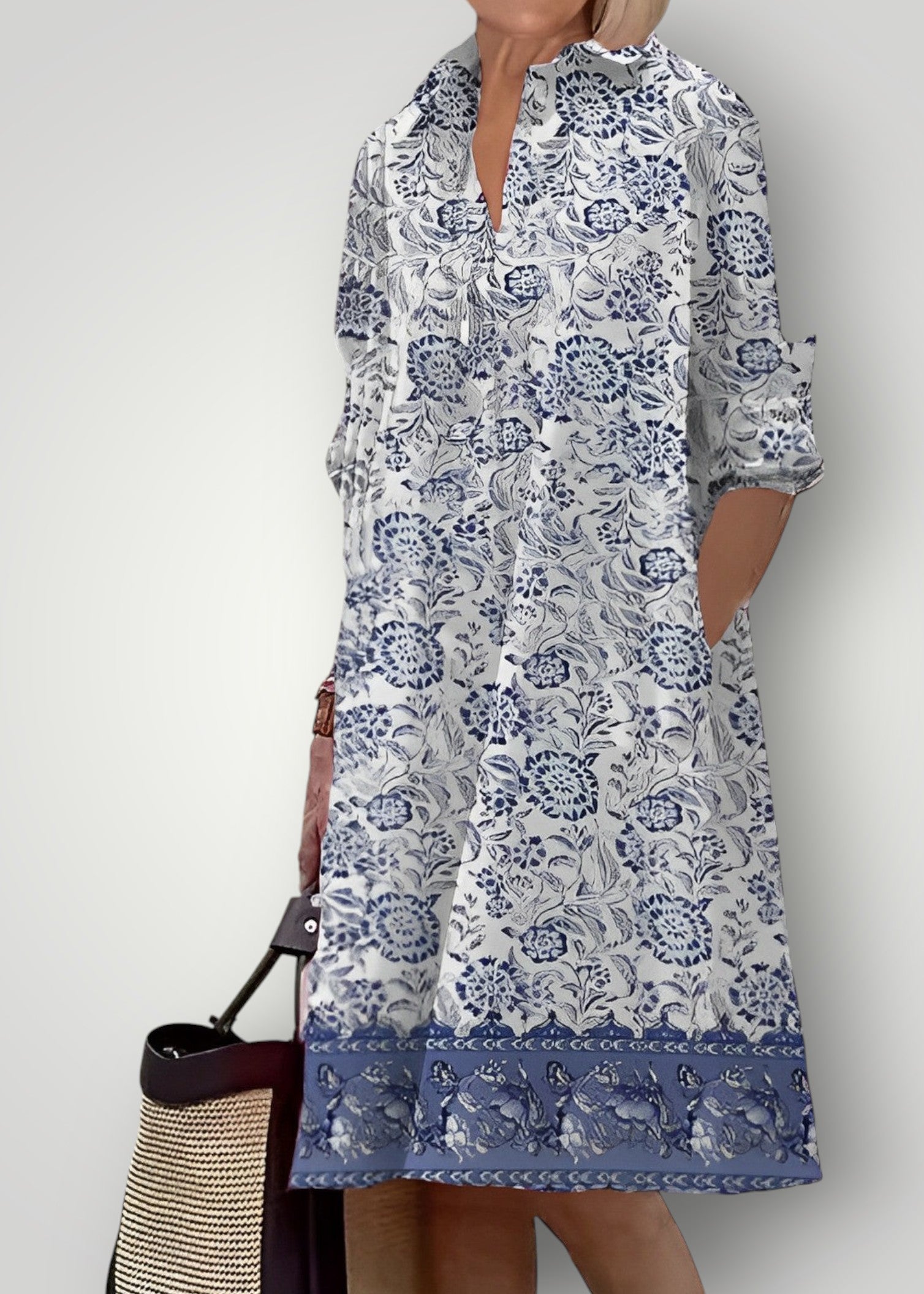 Elena – A-Line Dress with Vintage Floral Print