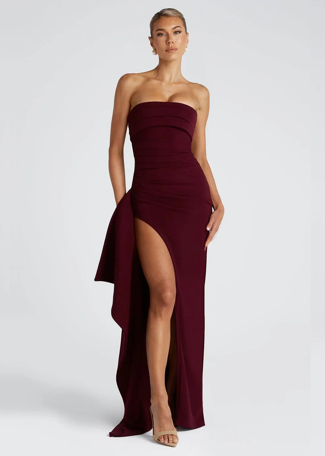 Pearson | Off-the-Shoulder Maxi Dress with Slit & Ruching