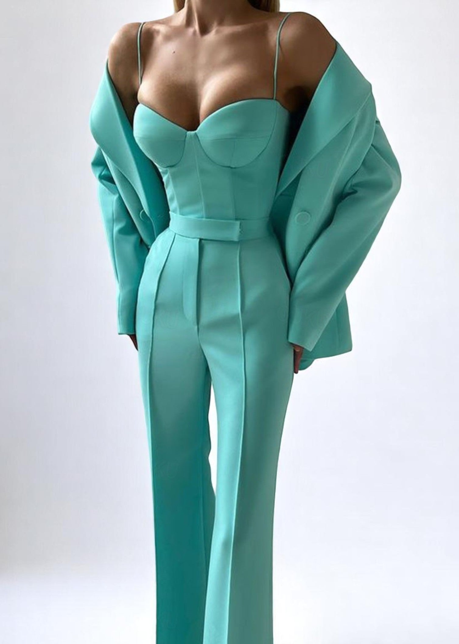 Amara Power Set – Three-Piece Set with Corset & Blazer